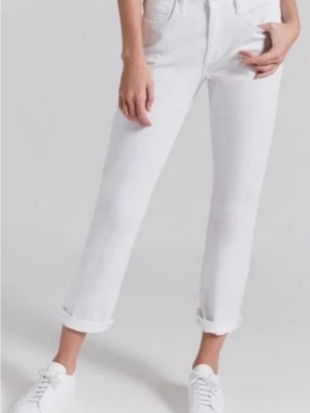 Current/Eliott Cropped White Ankle Jeans — Women's Slim Straight